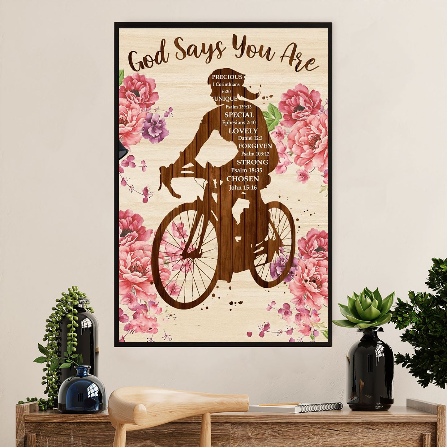 Cycling, Mountain Biking Canvas Wall Art Prints | God Says You Are | Home Décor Gift for Cycler