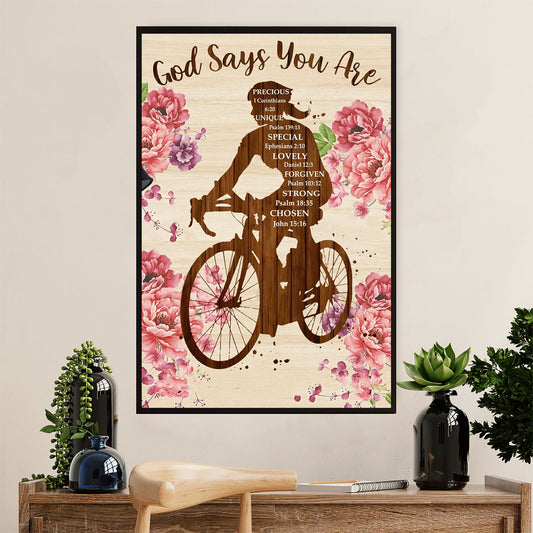 Cycling, Mountain Biking Canvas Wall Art Prints | God Says You Are | Home Décor Gift for Cycler