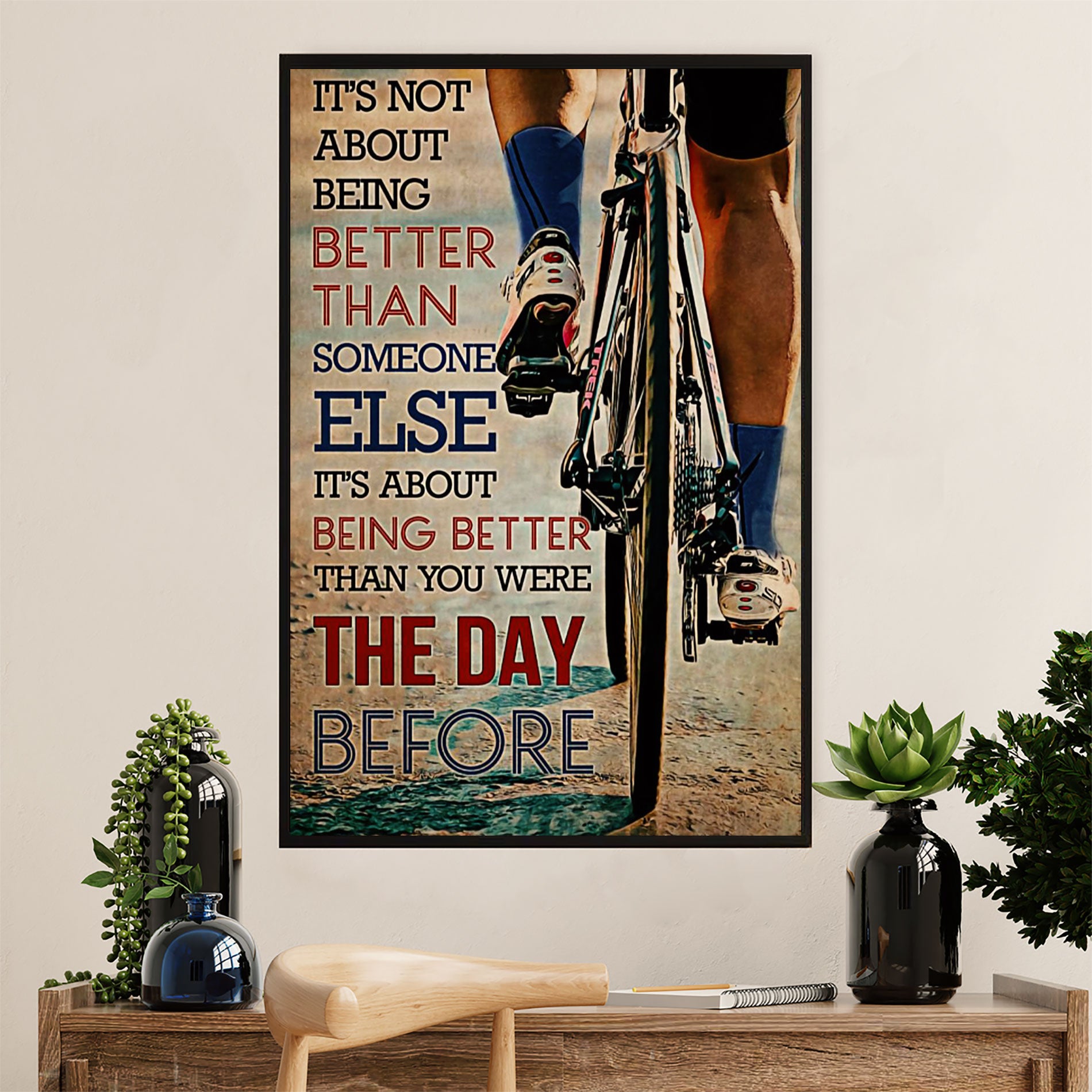 Cycling, Mountain Biking Canvas Wall Art Prints | Better than The Day Before | Home Décor Gift for Cycler