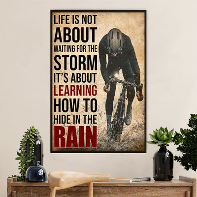 Cycling, Mountain Biking Canvas Wall Art Prints | Hide in the Rain | Home Décor Gift for Cycler