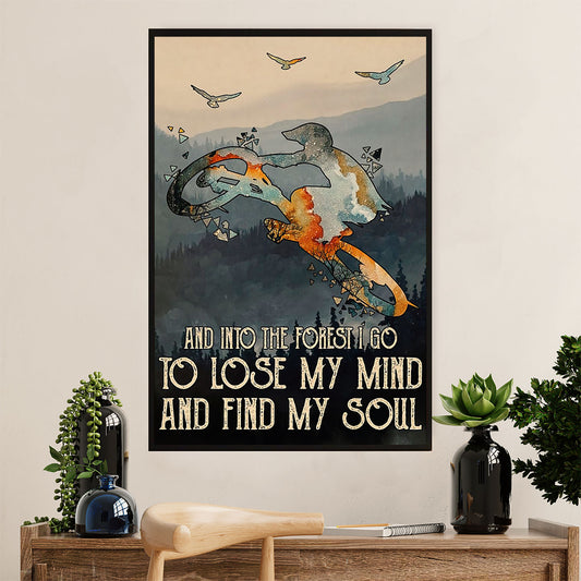 Cycling, Mountain Biking Canvas Wall Art Prints | Into The Forest | Home Décor Gift for Cycler