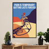 Cycling, Mountain Biking Canvas Wall Art Prints | Pain Is Temporary | Home Décor Gift for Cycler