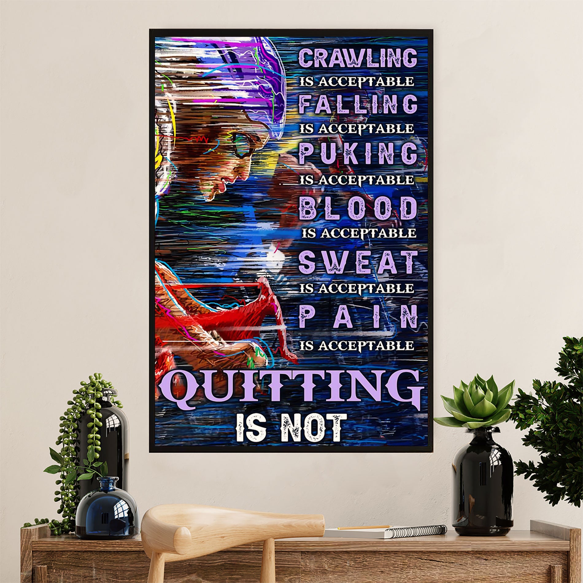 Cycling, Mountain Biking Poster Prints | Blood Sweat Pain | Wall Art Gift for Cycler