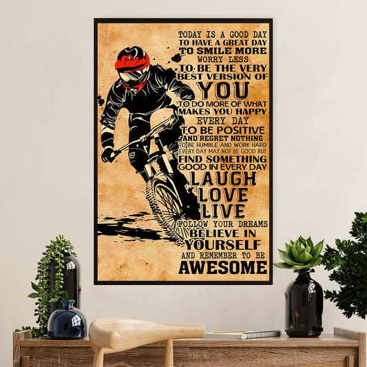 Cycling, Mountain Biking Canvas Wall Art Prints | Smile More | Home Décor Gift for Cycler