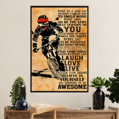 Cycling, Mountain Biking Poster Prints | Smile More | Wall Art Gift for Cycler