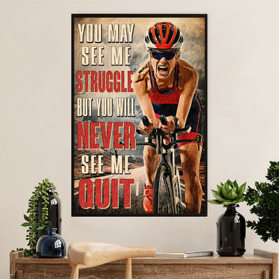 Cycling, Mountain Biking Canvas Wall Art Prints | Never See Me Quit | Home Décor Gift for Cycler