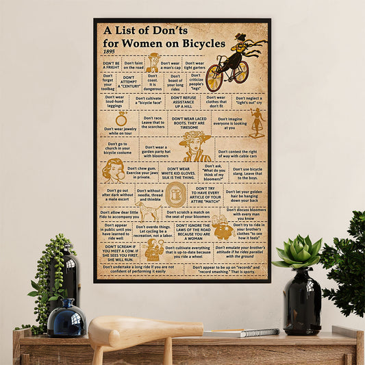 Cycling, Mountain Biking Poster Prints | List of Don'ts for Women | Wall Art Gift for Cycler