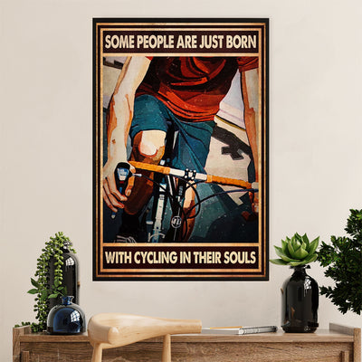 Cycling, Mountain Biking Canvas Wall Art Prints | Born With Cycling | Home Décor Gift for Cycler