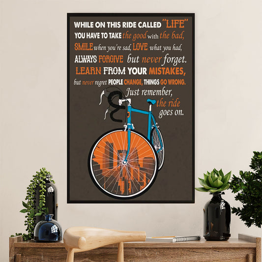 Cycling, Mountain Biking Canvas Wall Art Prints | Ride Goes On | Home Décor Gift for Cycler