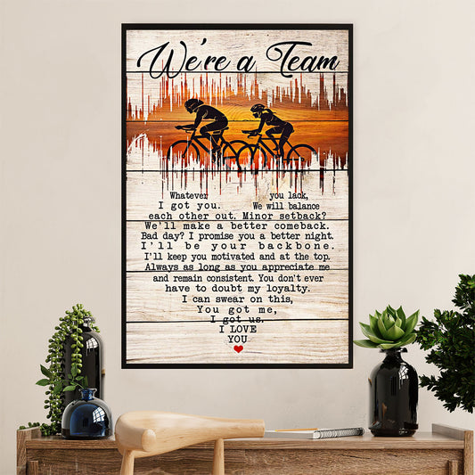 Cycling, Mountain Biking Poster Prints | We're A Team | Wall Art Gift for Cycler
