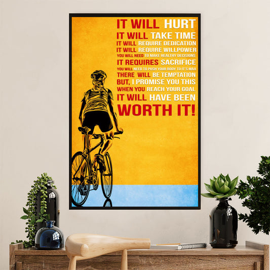 Cycling, Mountain Biking Canvas Wall Art Prints | Worth It | Home Décor Gift for Cycler