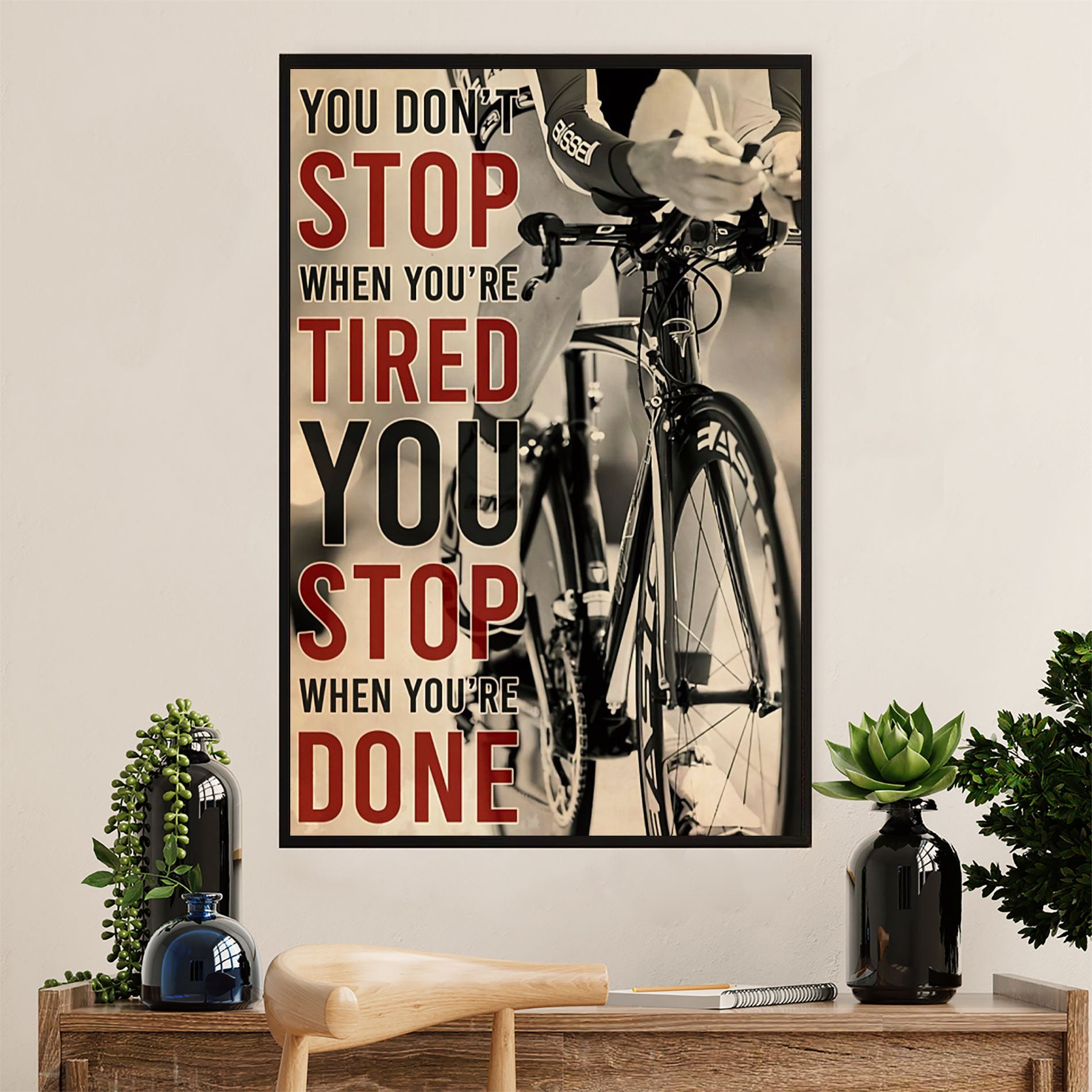 Cycling, Mountain Biking Canvas Wall Art Prints | Stop When You're Done | Home Décor Gift for Cycler
