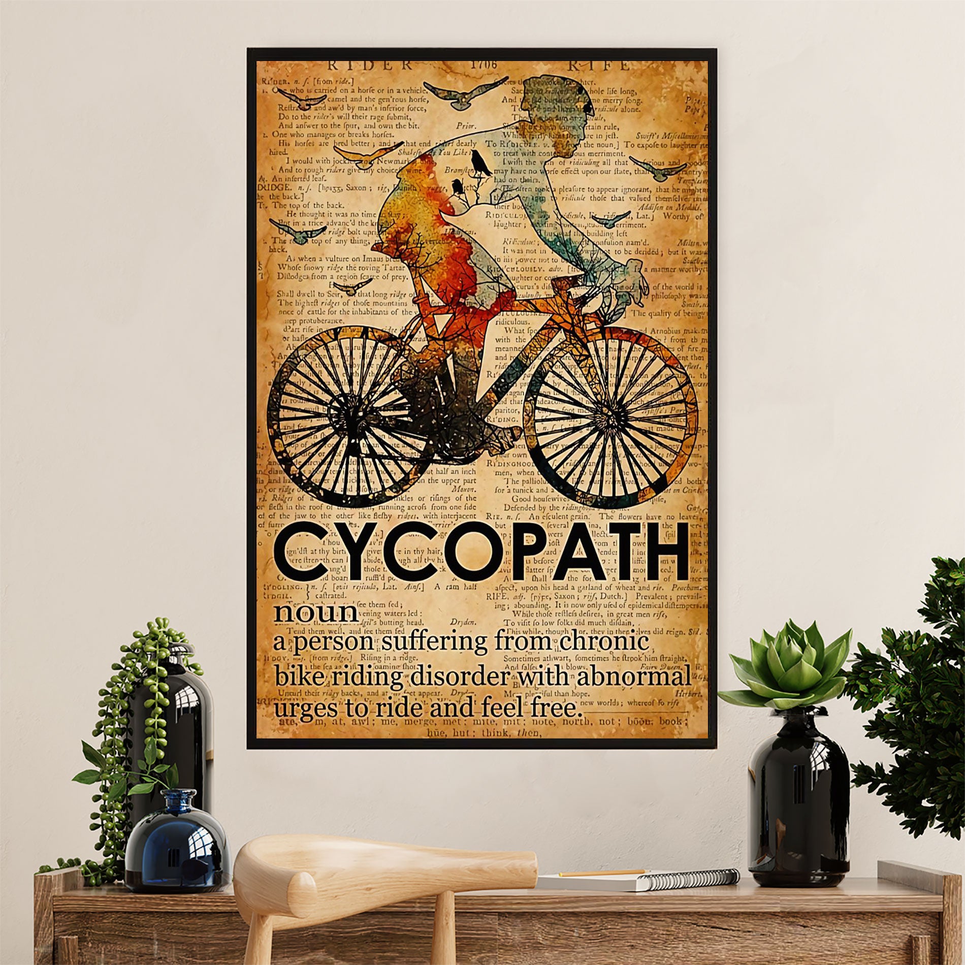 Cycling, Mountain Biking Poster Prints | Cycopath Definition | Wall Art Gift for Cycler
