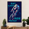 Cycling, Mountain Biking Canvas Wall Art Prints | Eat Sleep Ride Repeat | Home Décor Gift for Cycler