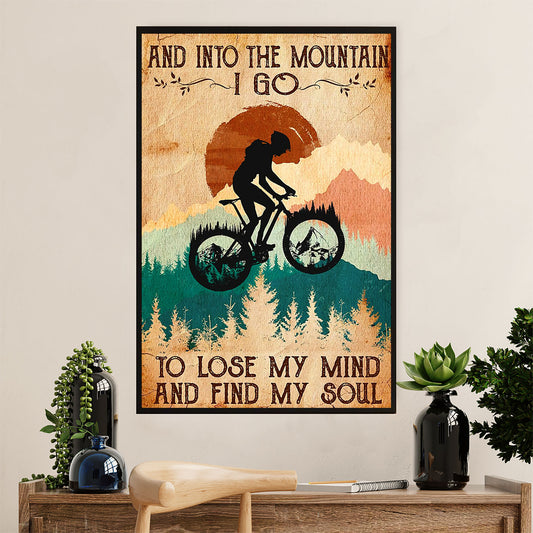 Cycling, Mountain Biking Canvas Wall Art Prints | Into The Mountain | Home Décor Gift for Cycler