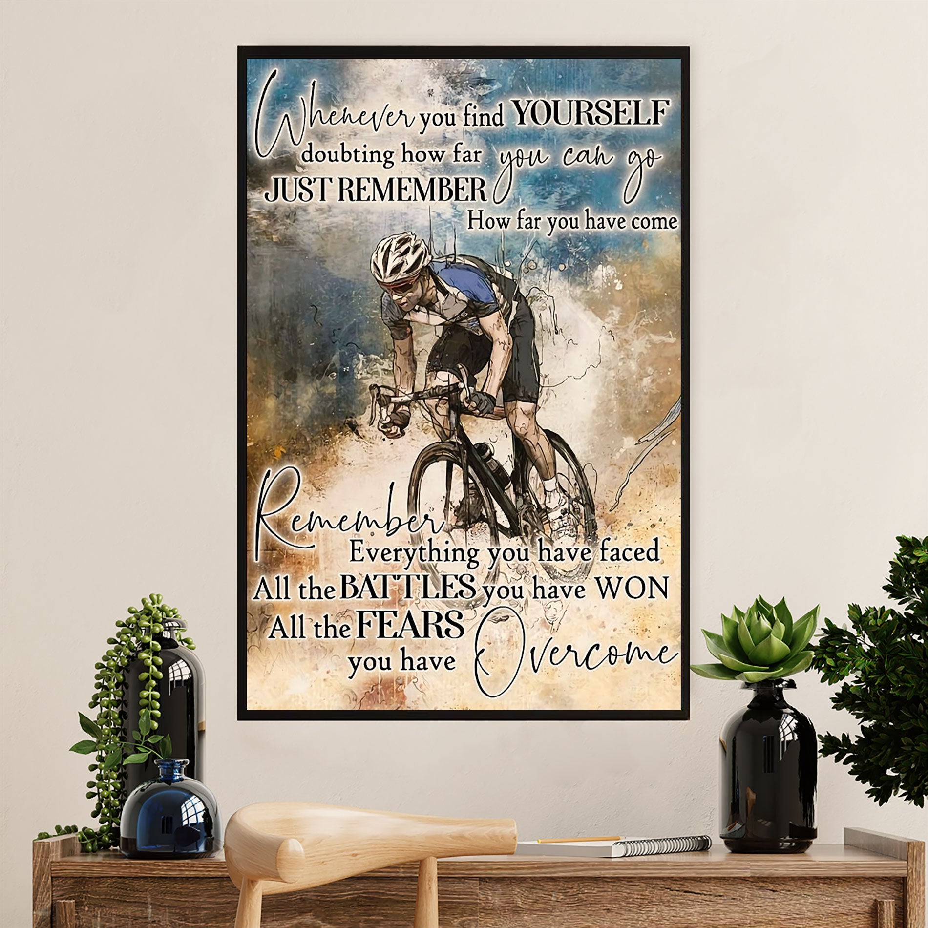 Cycling, Mountain Biking Canvas Wall Art Prints | Battles & Fears | Home Décor Gift for Cycler