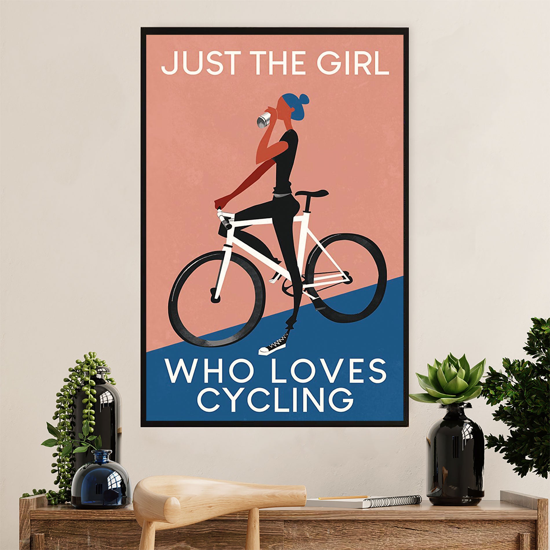 Cycling, Mountain Biking Canvas Wall Art Prints | Girl Loves Cycling | Home Décor Gift for Cycler