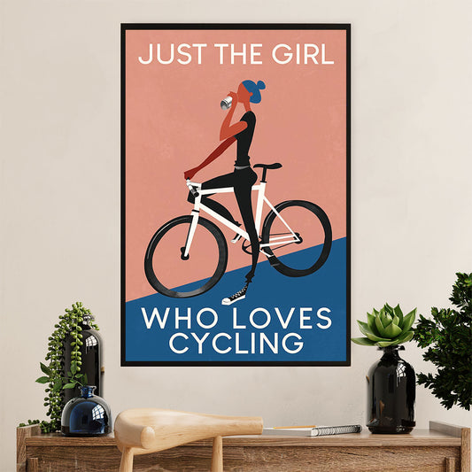 Cycling, Mountain Biking Canvas Wall Art Prints | Girl Loves Cycling | Home Décor Gift for Cycler