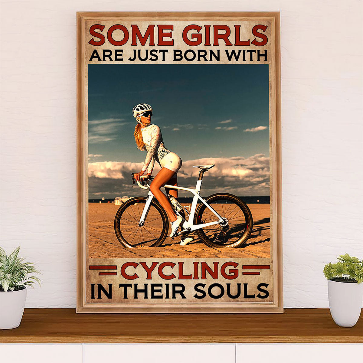 Cycling, Mountain Biking Poster Prints | Girl Loves Cycling | Wall Art Gift for Cycler