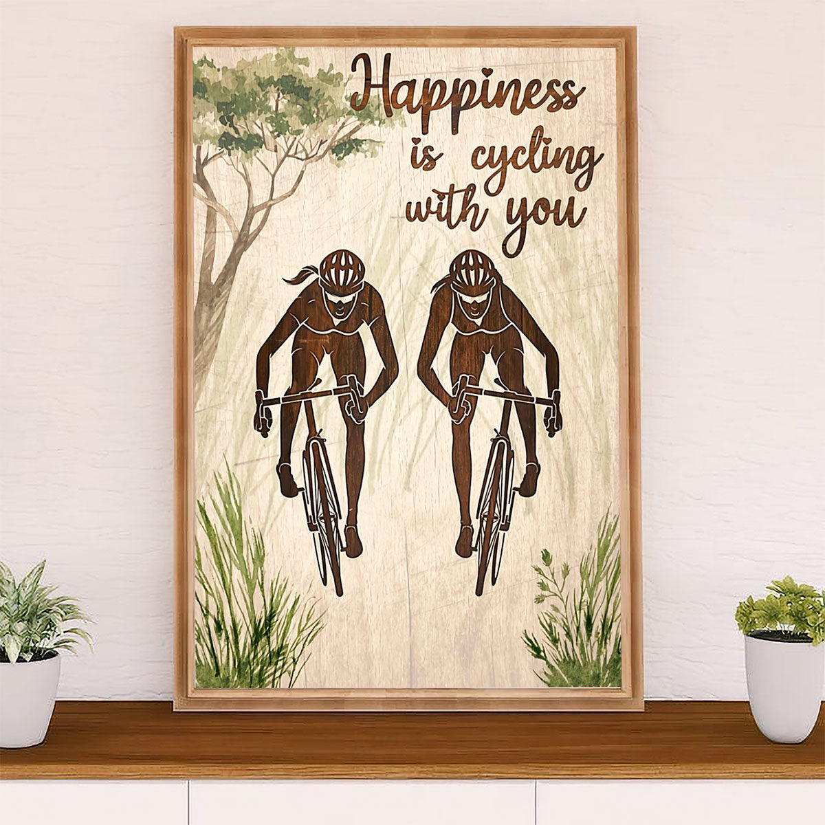 Cycling, Mountain Biking Canvas Wall Art Prints | Happy Friends | Home Décor Gift for Cycler