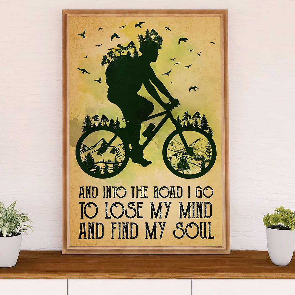 Cycling, Mountain Biking Canvas Wall Art Prints | Into The Road | Home Décor Gift for Cycler