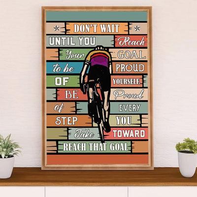 Cycling, Mountain Biking Poster Prints | Reach That Goal | Wall Art Gift for Cycler