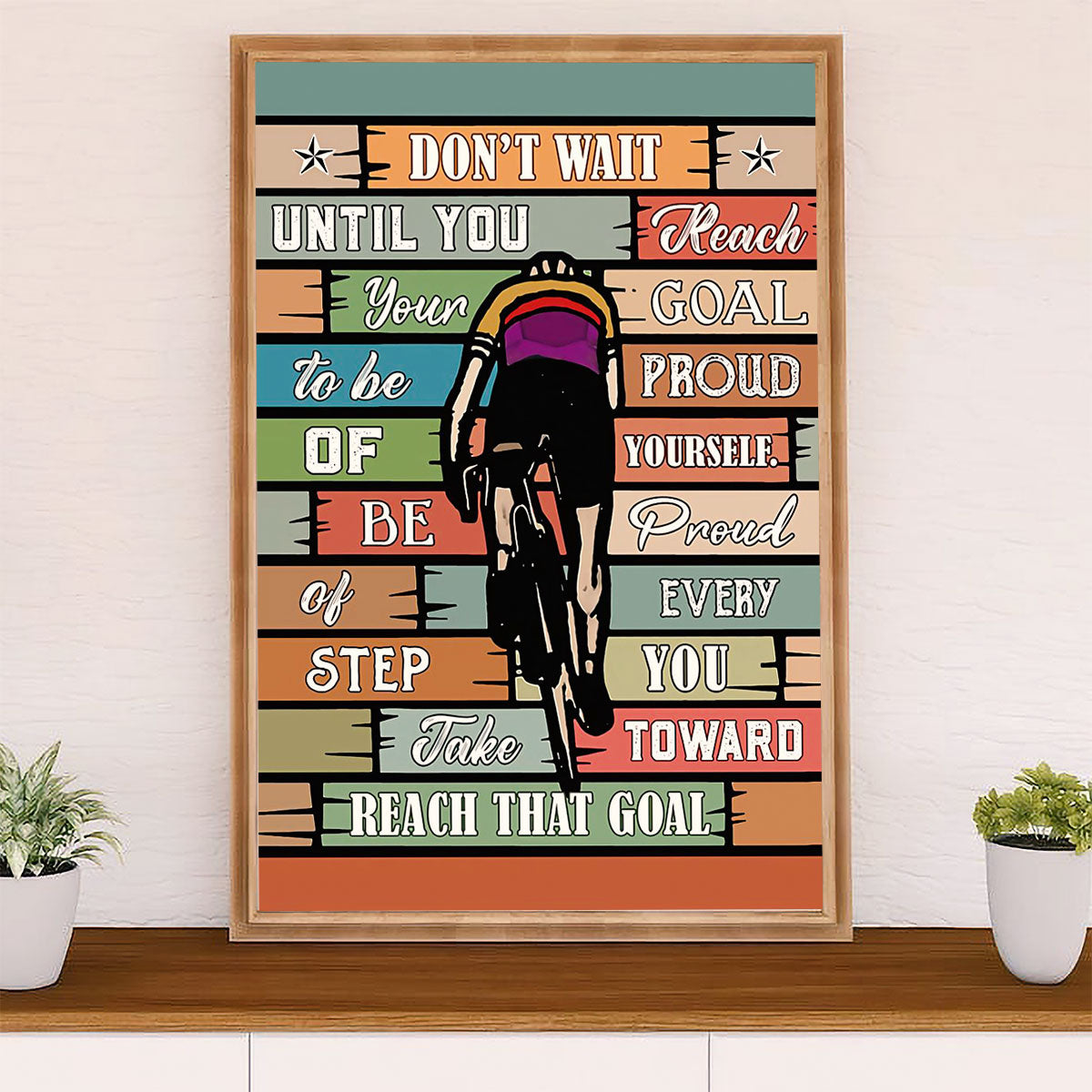 Cycling, Mountain Biking Canvas Wall Art Prints | Reach That Goal | Home Décor Gift for Cycler