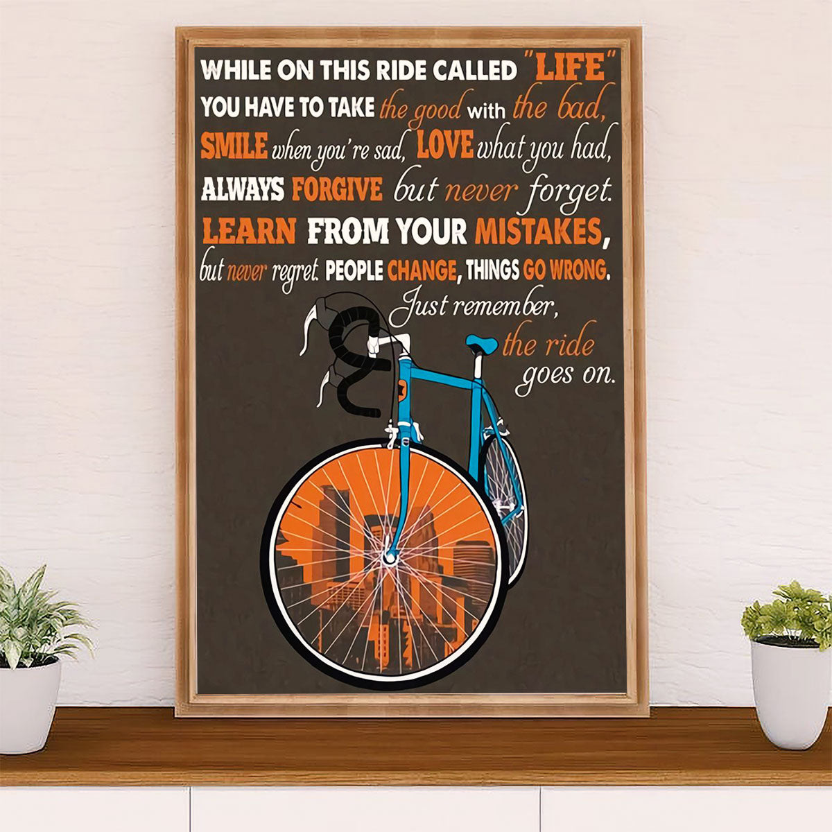 Cycling, Mountain Biking Canvas Wall Art Prints | Smile Love Forgive | Home Décor Gift for Cycler