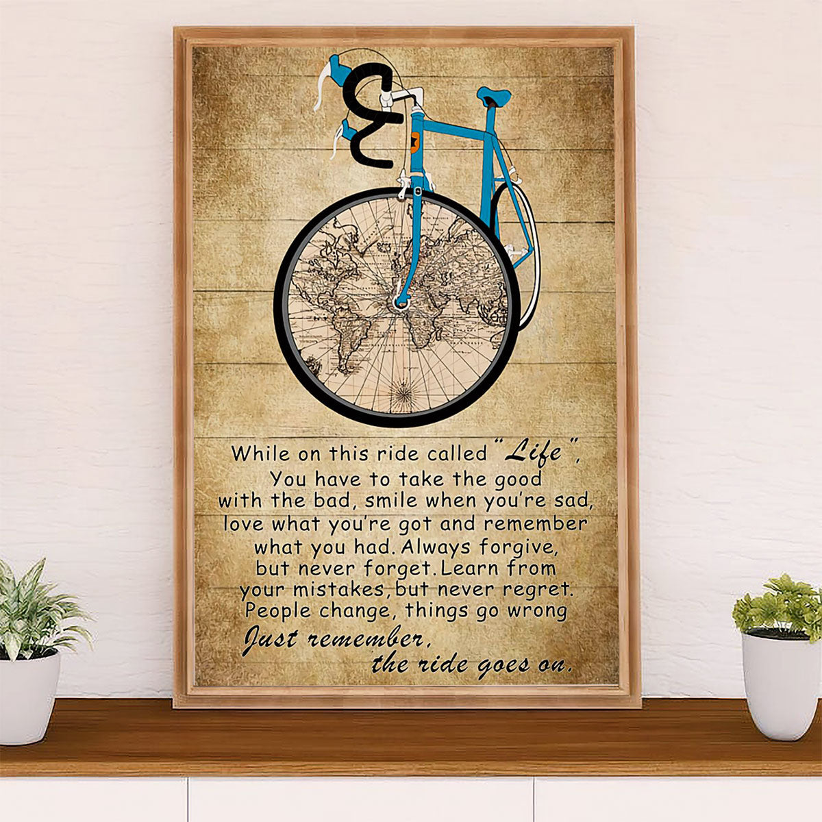 Cycling, Mountain Biking Poster Prints | The Ride Goes On | Wall Art Gift for Cycler