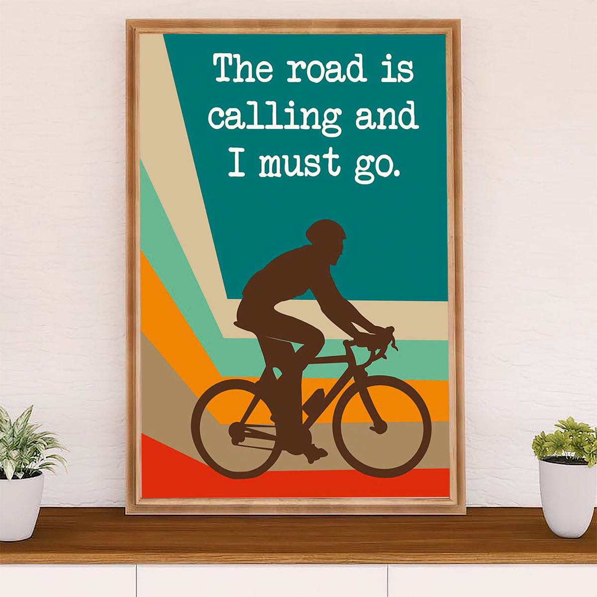 Cycling, Mountain Biking Canvas Wall Art Prints | The Road Is Calling | Home Décor Gift for Cycler