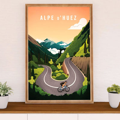 Cycling, Mountain Biking Canvas Wall Art Prints | Alpe d' Huez | Home Décor Gift for Cycler