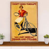 Cycling, Mountain Biking Canvas Wall Art Prints | Woman Loves Tennis & Cycling | Home Décor Gift for Cycler