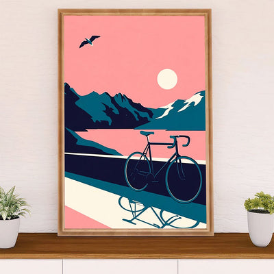 Cycling, Mountain Biking Poster Prints | Cycle in the Mountain Road | Wall Art Gift for Cycler