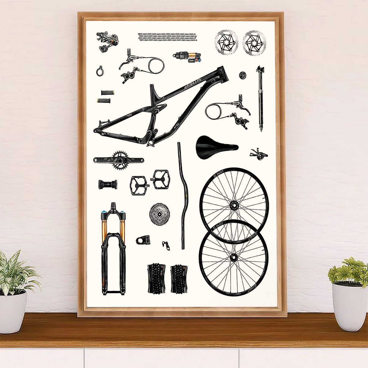 Cycling, Mountain Biking Poster Prints | Cycle Parts | Wall Art Gift for Cycler