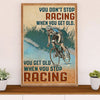 Cycling, Mountain Biking Canvas Wall Art Prints | Get Old When Stop Cycling | Home Décor Gift for Cycler