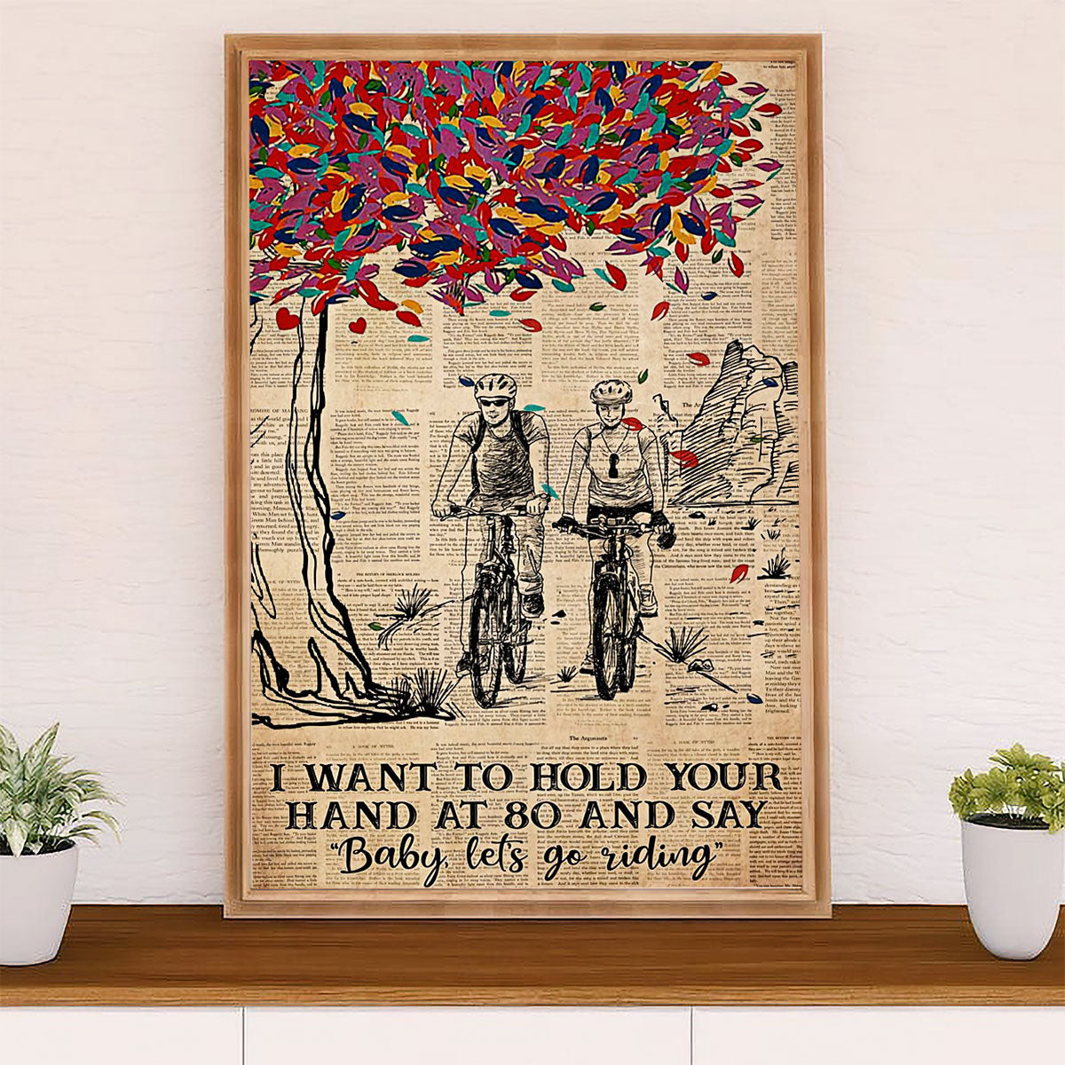 Cycling, Mountain Biking Canvas Wall Art Prints | Couple Cycling | Home Décor Gift for Cycler