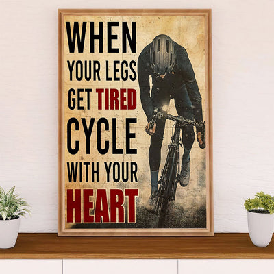 Cycling, Mountain Biking Poster Prints | Cycle With Your Heart | Wall Art Gift for Cycler