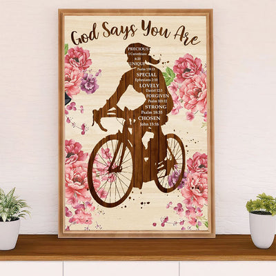 Cycling, Mountain Biking Canvas Wall Art Prints | God Says You Are | Home Décor Gift for Cycler