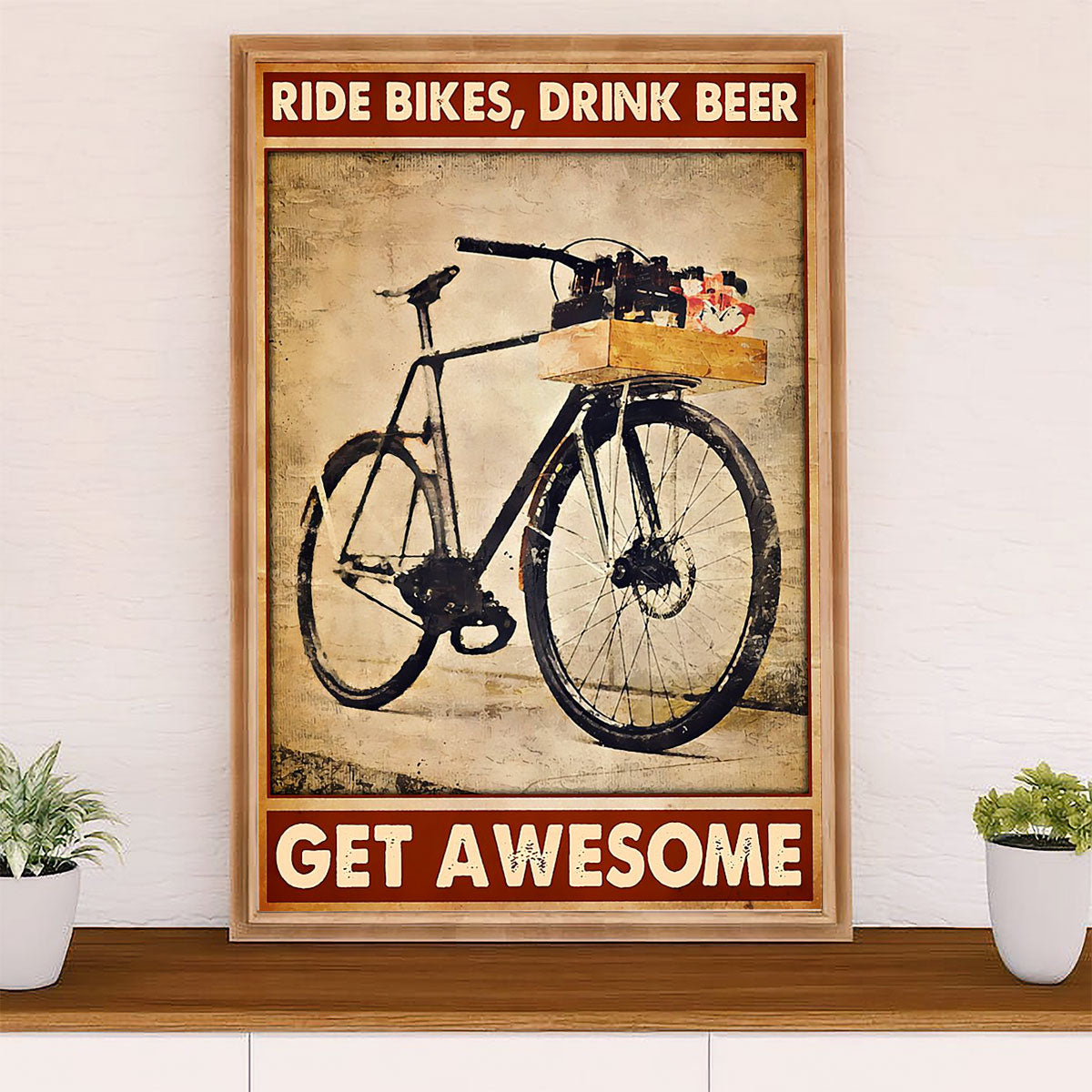 Cycling, Mountain Biking Canvas Wall Art Prints | Ride Bikes Drink Beer | Home Décor Gift for Cycler