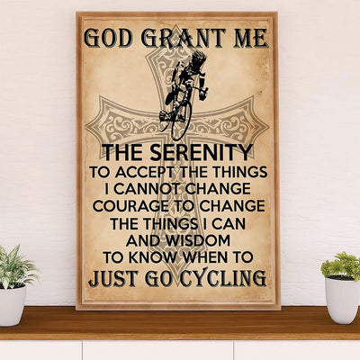 Cycling, Mountain Biking Poster Prints | God Grant Me | Wall Art Gift for Cycler