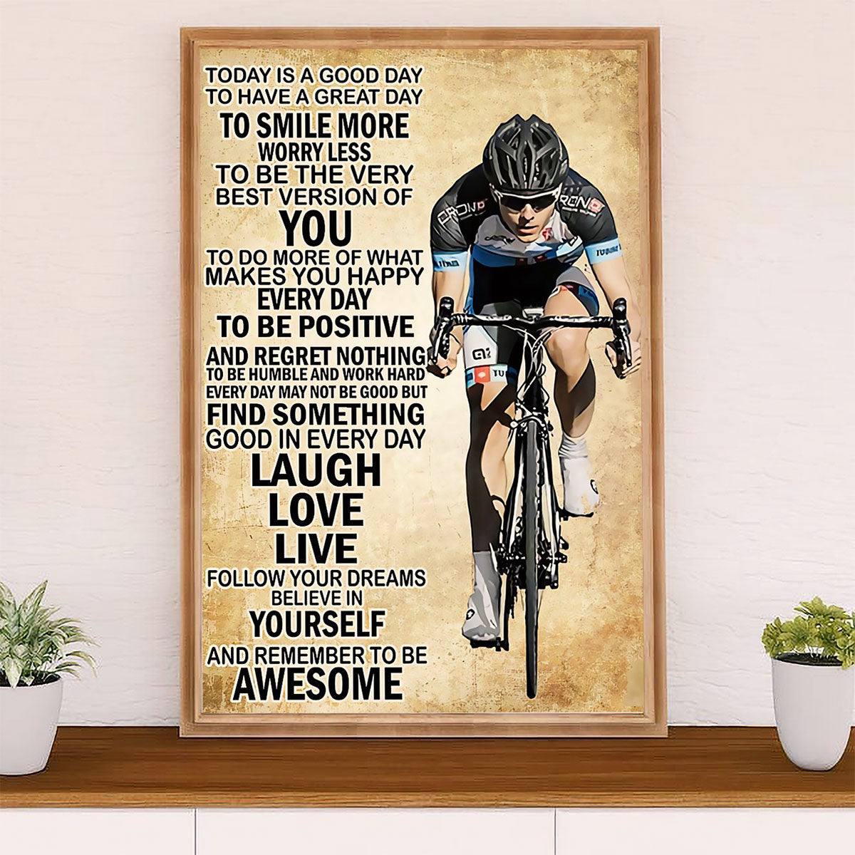 Cycling, Mountain Biking Poster Prints | Laugh Love Live | Wall Art Gift for Cycler