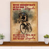 Cycling, Mountain Biking Canvas Wall Art Prints | Never Underestimate An Old Man | Home Décor Gift for Cycler