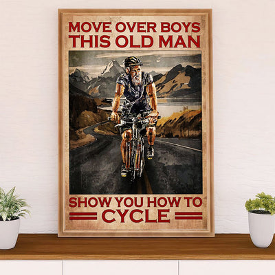 Cycling, Mountain Biking Poster Prints | Old Man Cycles | Wall Art Gift for Cycler