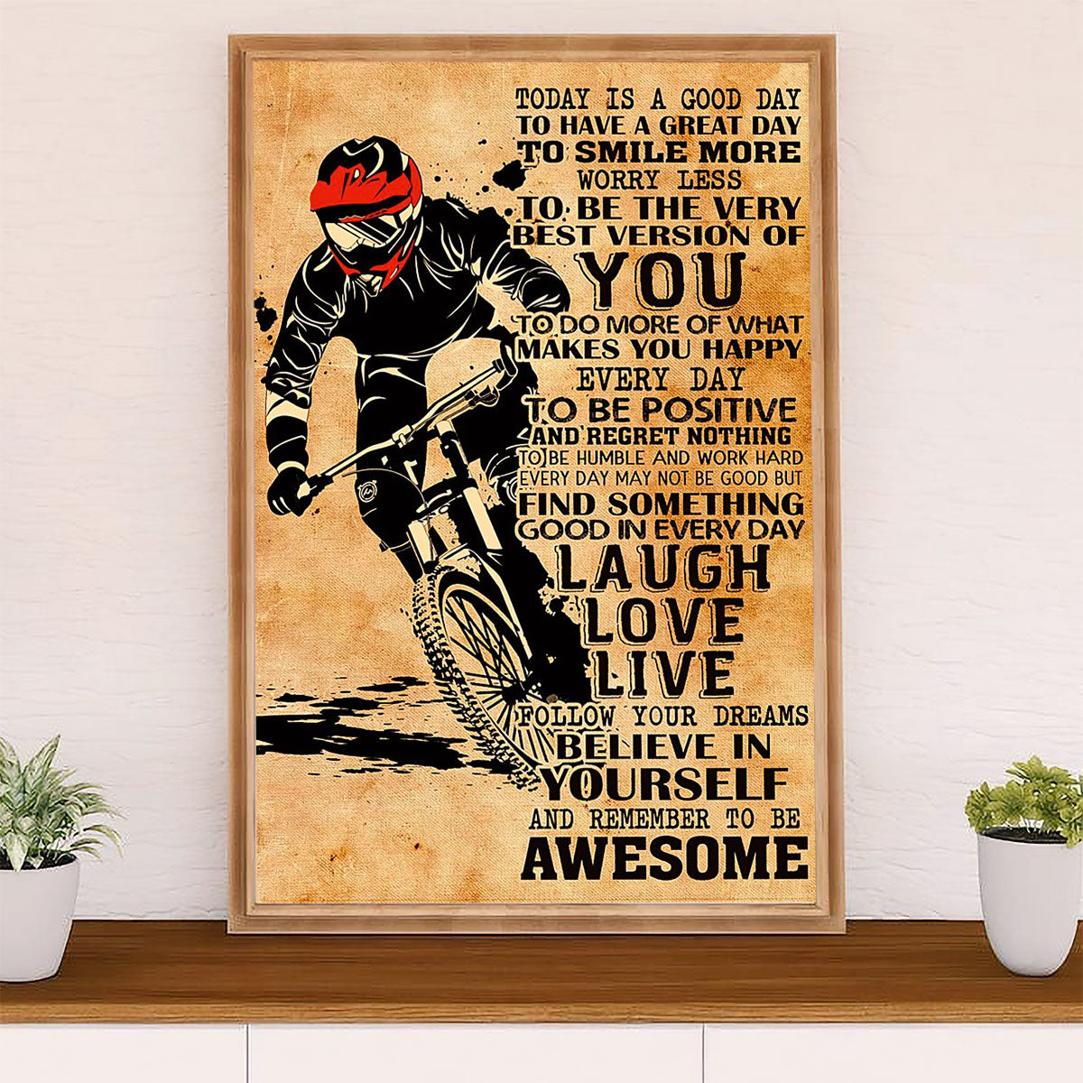 Cycling, Mountain Biking Canvas Wall Art Prints | Smile More | Home Décor Gift for Cycler