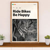 Cycling, Mountain Biking Poster Prints | Ride Bikes Be Happy | Wall Art Gift for Cycler