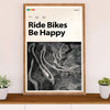 Cycling, Mountain Biking Canvas Wall Art Prints | Ride Bikes Be Happy | Home Décor Gift for Cycler