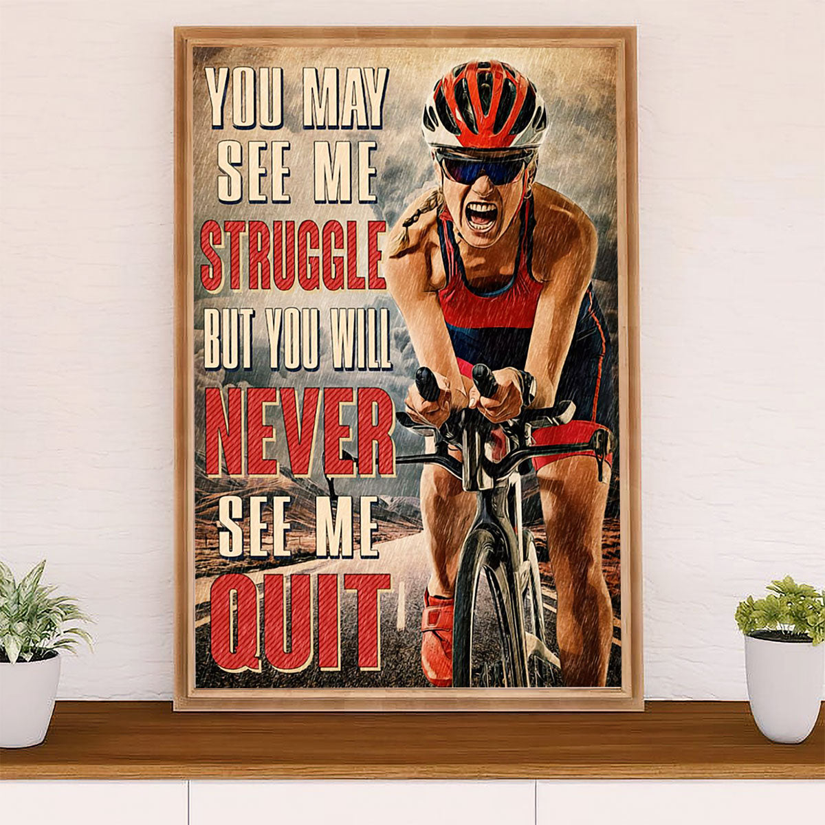 Cycling, Mountain Biking Canvas Wall Art Prints | Never See Me Quit | Home Décor Gift for Cycler