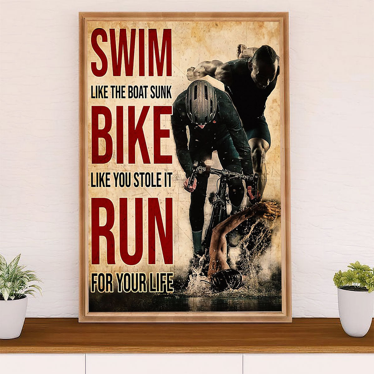 Cycling, Mountain Biking Poster Prints | Swim Like Boat Sunk | Wall Art Gift for Cycler