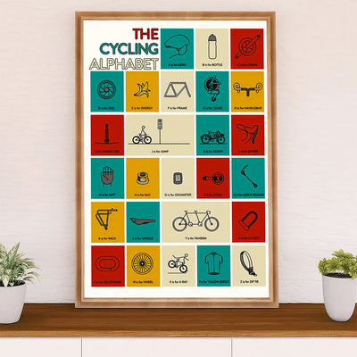 Cycling, Mountain Biking Canvas Wall Art Prints | Cycling Alphabet | Home Décor Gift for Cycler