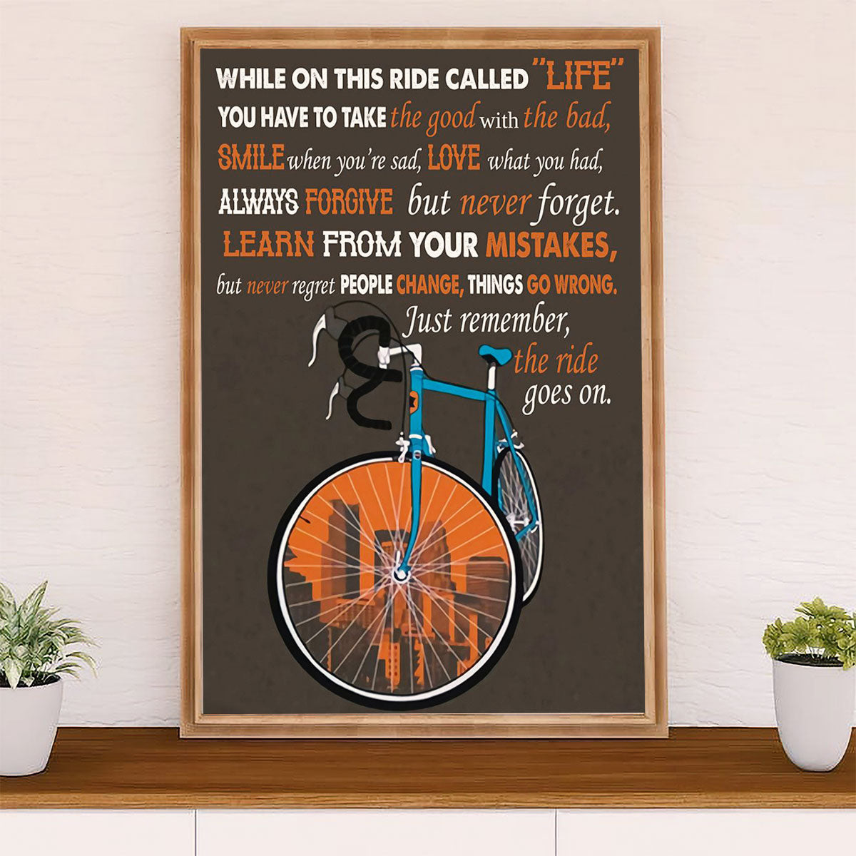 Cycling, Mountain Biking Canvas Wall Art Prints | Ride Goes On | Home Décor Gift for Cycler